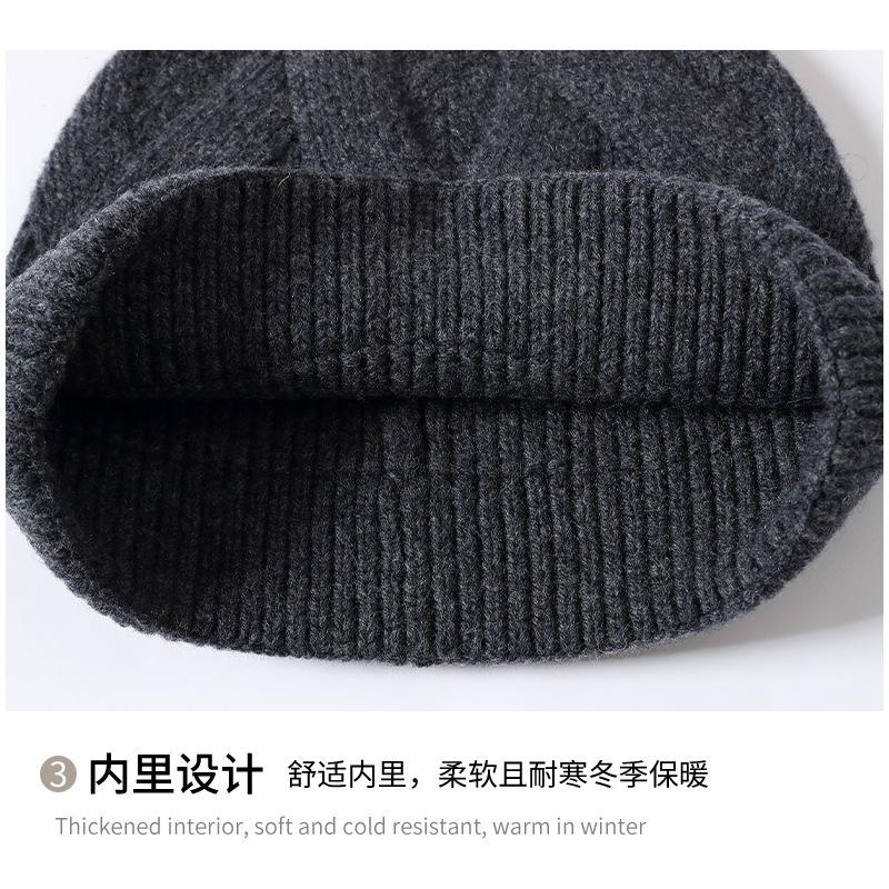 100% pure wool hat wool hat versatile medium and green knitted hat thermal ear protection hat