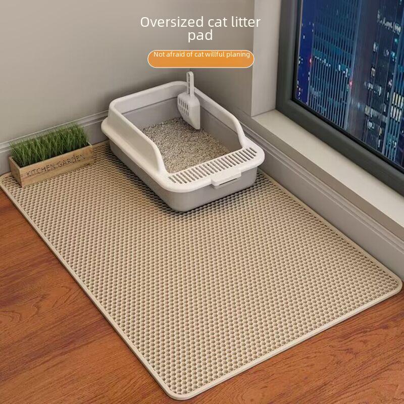 Large Double-Layer EVA Cat Litter Mat - Scratch-Resistant, Washable, and Wear-Resistant Cat Sand Control Mat