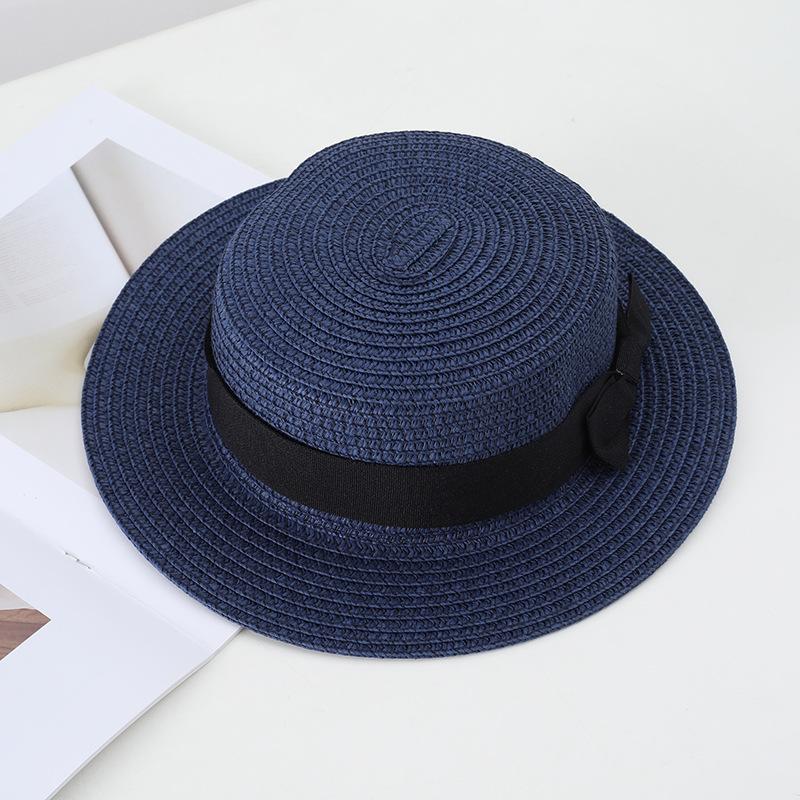 New Mistdawn Cute Children Girls Boys Kids Summer Straw Bowler Derby Hat Round Flat Brim Boater Cap Beach Sunhat