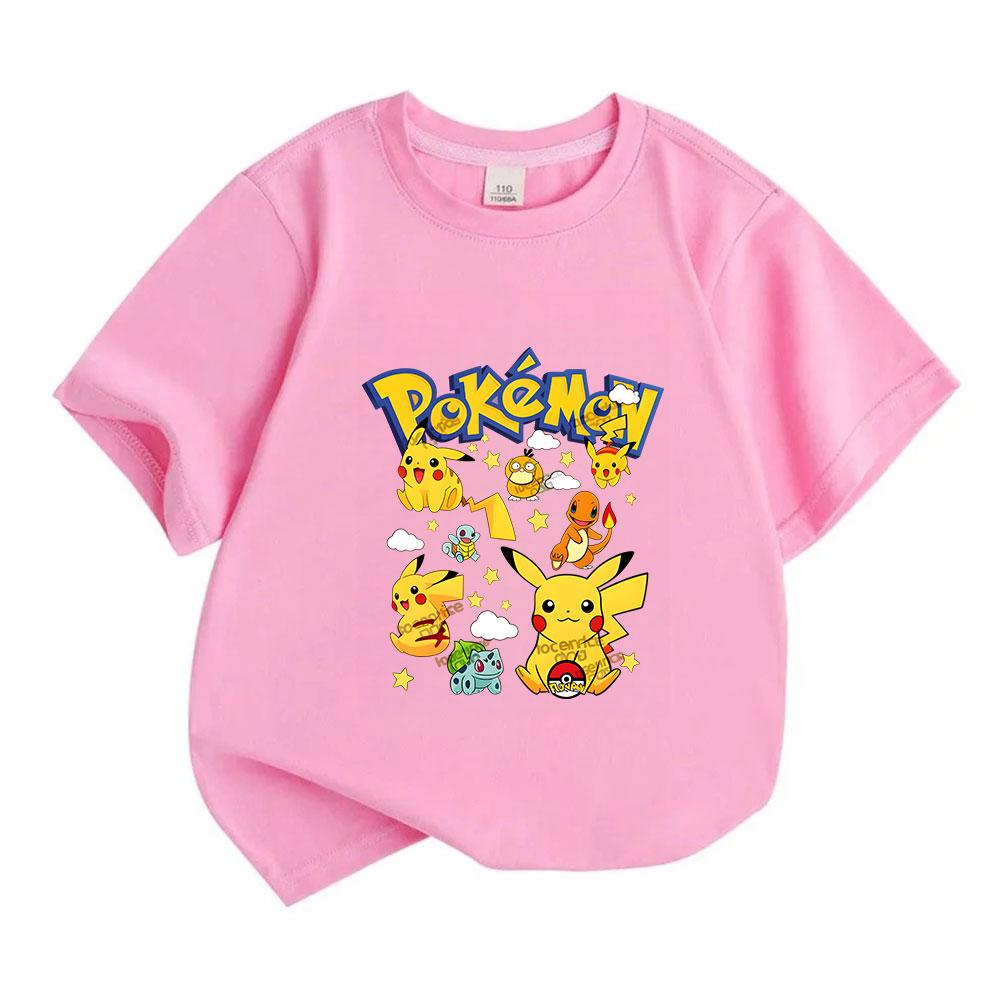 Unisex Kids Boys Girls 100% Cotton Crew Neck Short Sleeve T-Shirt, Cute Cartoon Animal Print Casual Summer Breathable Tops for Children Daily Wear