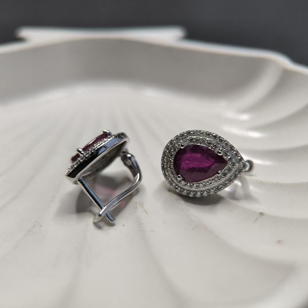 Silver Earrings with Natural Ruby 6.289ct (2182436)