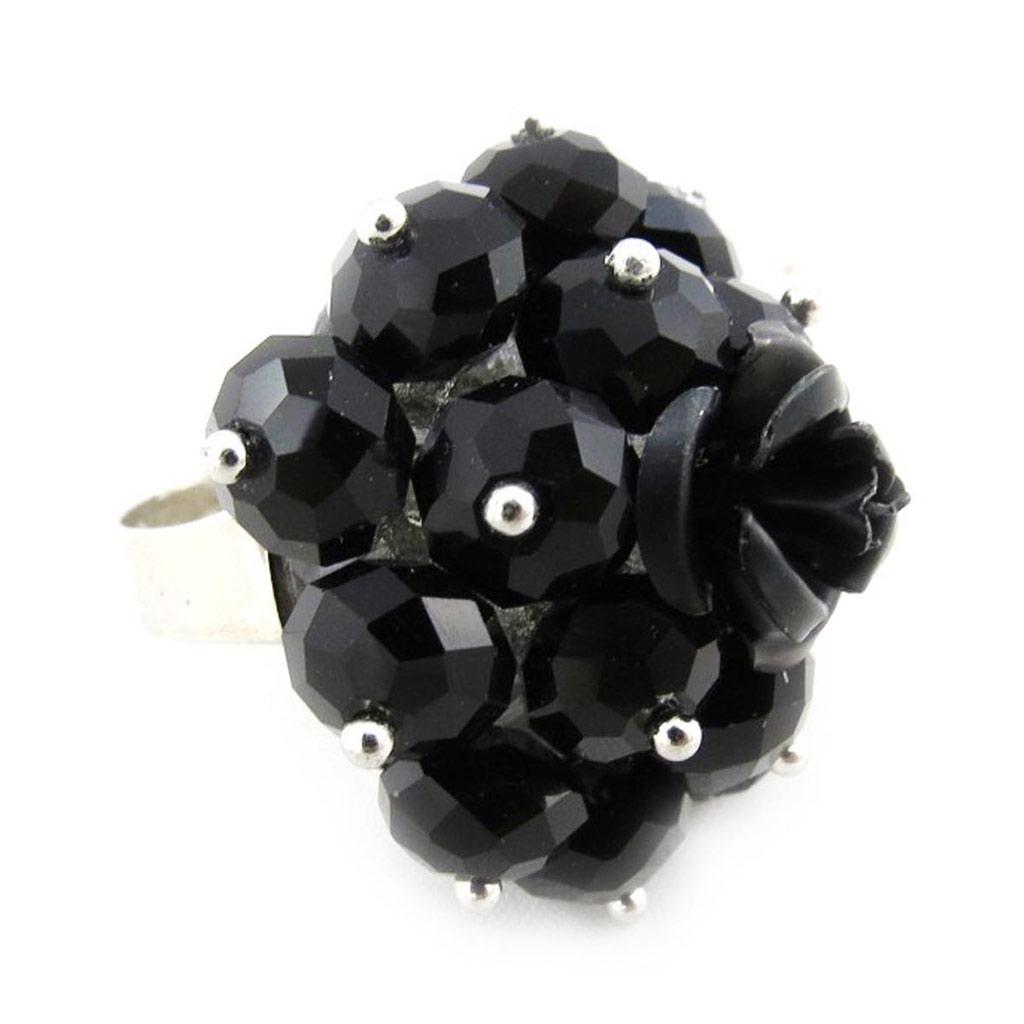 Les Trésors De Lily [J3605] - Bague 'Mineralia' noir - 33 mm