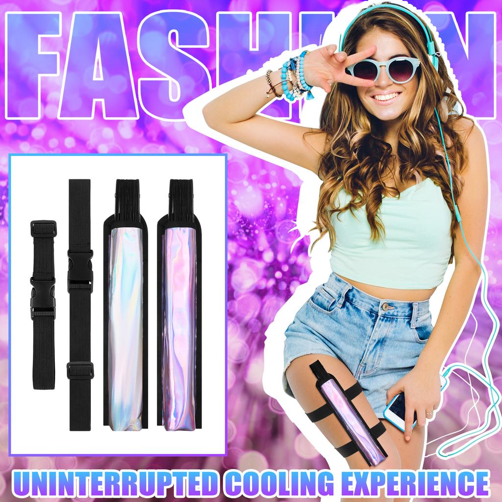 2er-Pack Fächer-Rave-Halter - Fächerholster - Rave-Festival-Zubehör | Handfächerhalter & Oberschenkelholster Rave-Zubehör für Konzert F