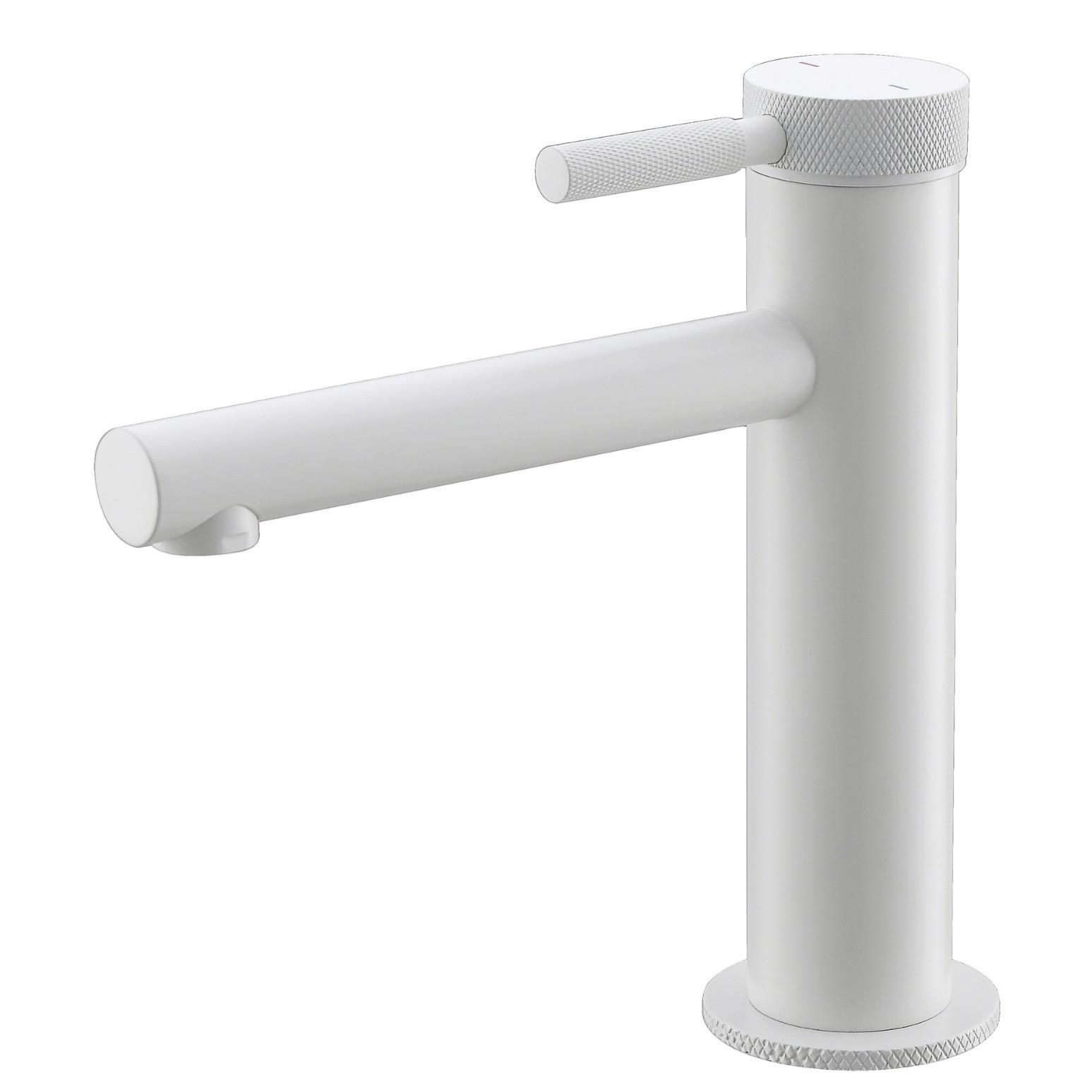 Aideal Hot Sell Contemporary Red Color Single Handle Knurled Brass Deck Mount Ceramic Cartridge Bathroom Faucets (White,Brass)