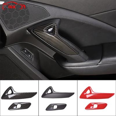 ABS Car Inner Door Armrest Electric Switch Button Frame Cover Trim Stickers For Chevrolet Corvette C7 2014-2019 Auto Accessories
