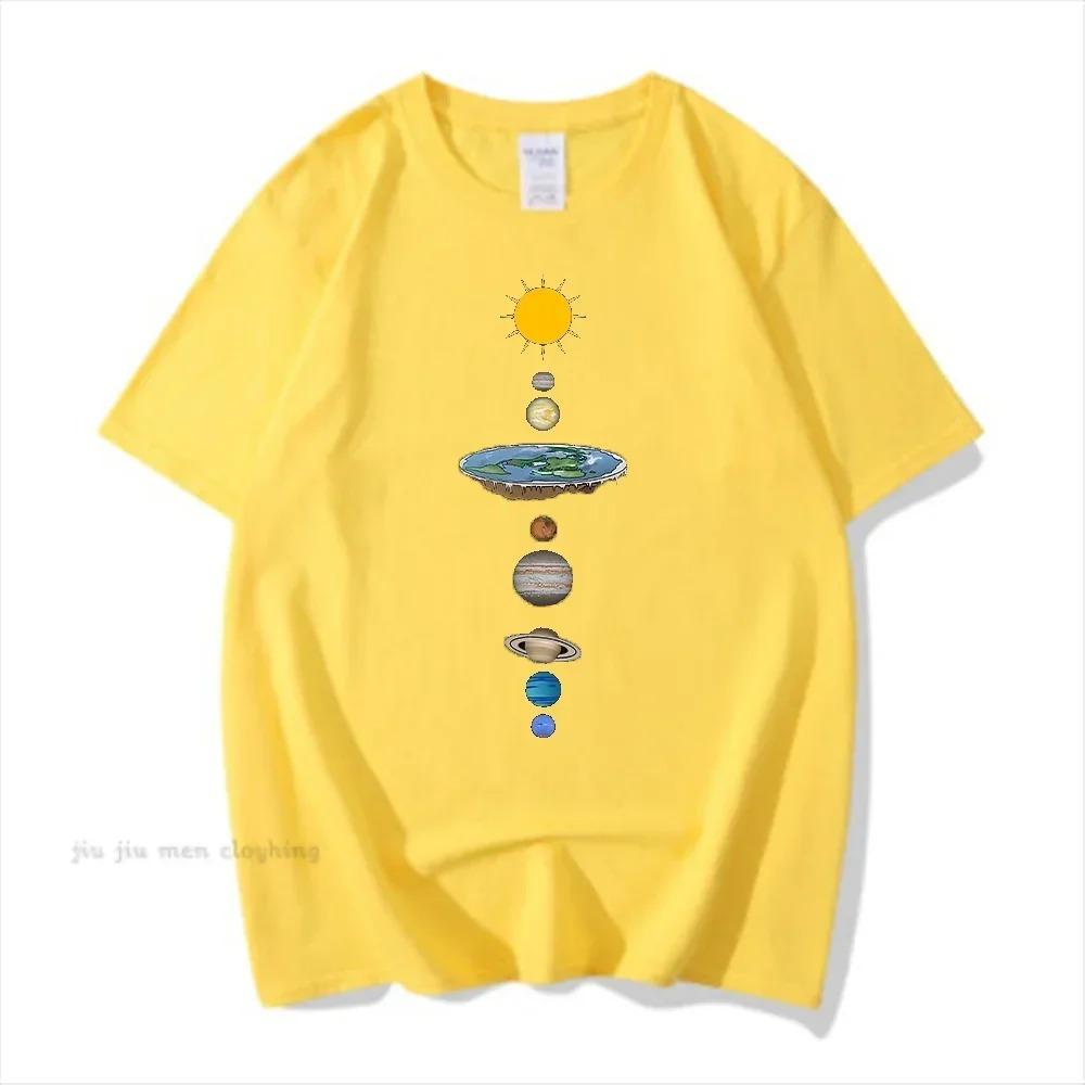 Cosmic Solar System Planets Print Short Sleeve T-Shirt Men  Casual Tee Clothing Loose Oversized Summer Polyester Tops Tshirts