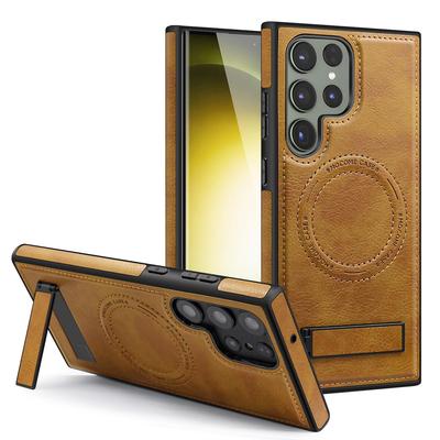 Samsung S26 Ultra Crystal Shield Manyetik Deri Telefon Kılıfı: Tam Kapsama Düşme Önleyici Stand, S25 FE ve S24 İçin Koruyucu.