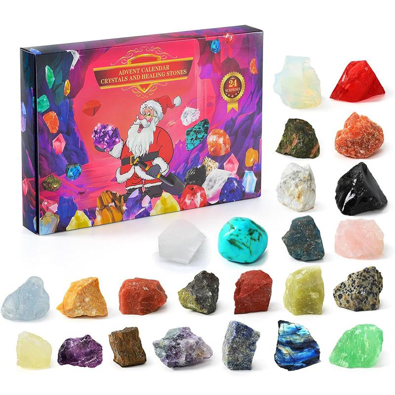Crystal Gemstone Treasure Toy Advent Calendar 24 Days Christmas Countdown Surprise Gift Box For Up 8 Years Old Children Gifts