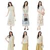 Summer Butterfly Flower Print A-Line High Waist Pleated Skirt