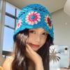 Adult Knitted Crochet Flower Hat Cute Students Outdoor Cycling Hiking Hat Lovely Hot Summer Hollow Out Hat for Couple