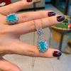 Jewelry Color Treasure Simulation Paraiba Earrings Pendant Ring Small Fresh Jewelry Set