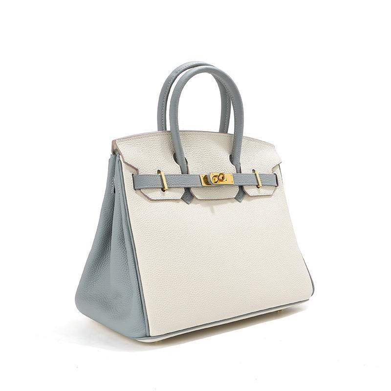 Top Layer Cowhide Metal Bag Genuine Leather Womens Bag Large Capacity Can Hold Handbag Womens High-end Sense Of Fashion Single Leather Strap Bag