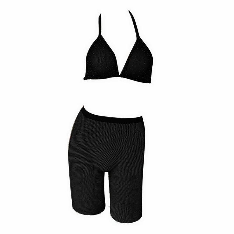 Buy NIBESSER Women Sexy Rhinestone Bikini Set Mesh Halter Bra