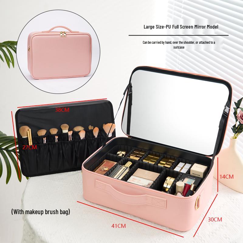 Women's LED Light Makeup Bag with Mirror 2025 – Large Capacity Handheld Cosmetic Storage Box