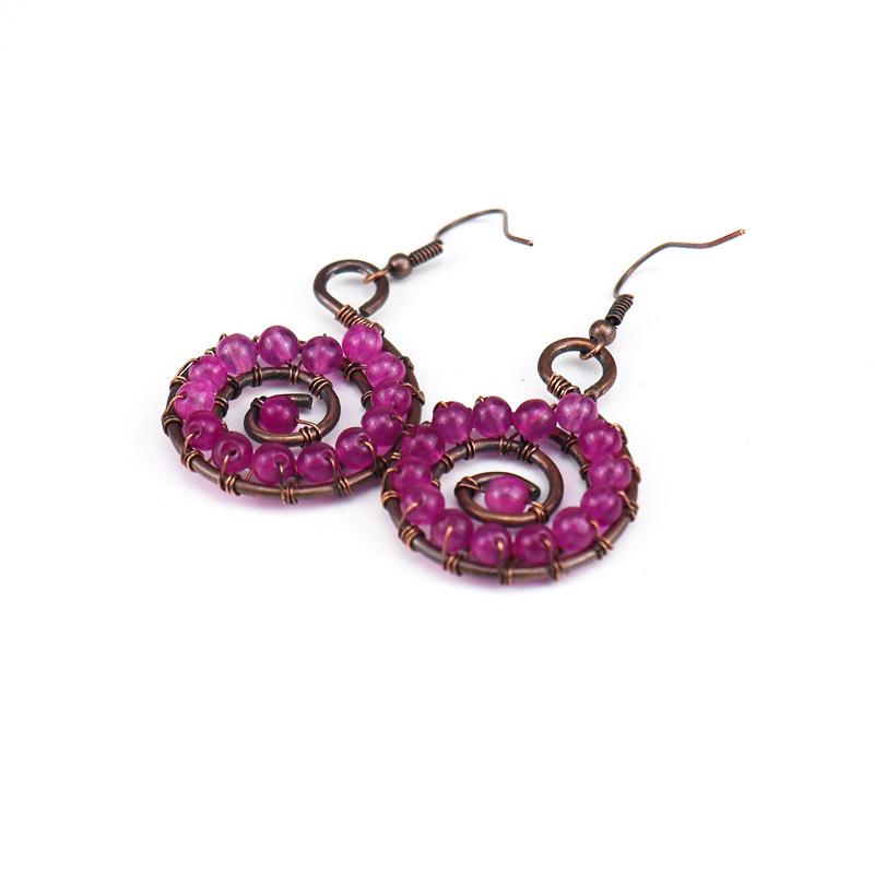 Vintage Colorful Bead Conch Earrings, Earrings, Hand-Wound Natural Stone Conch Earrings, Studs.