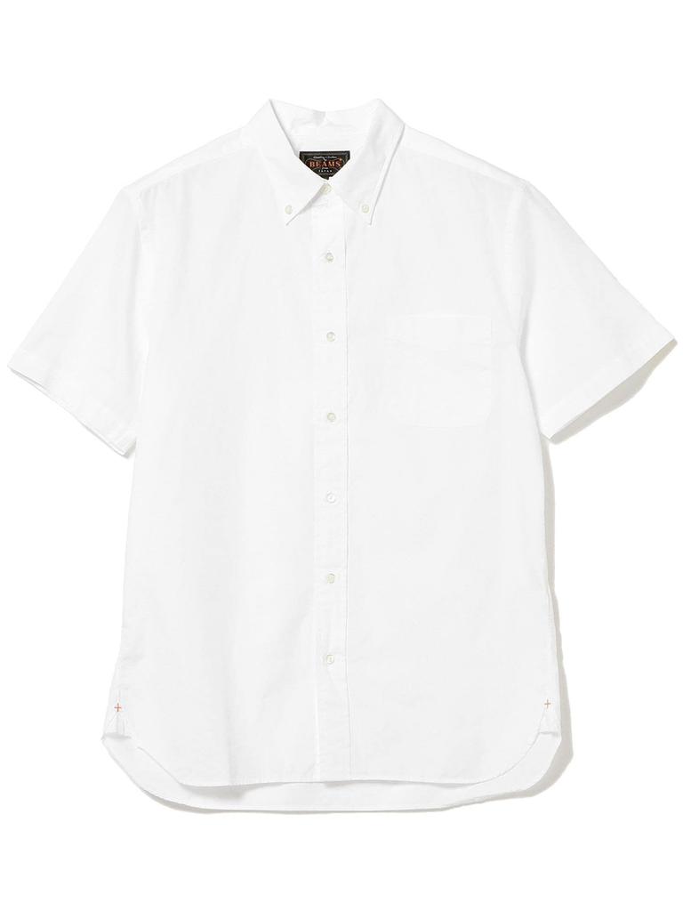 Beams Plus Lässiges farbiges Kurzarmhemd Größe 38010040563 Herrenhemd, Popeline, Button-Down, Weiß, M,