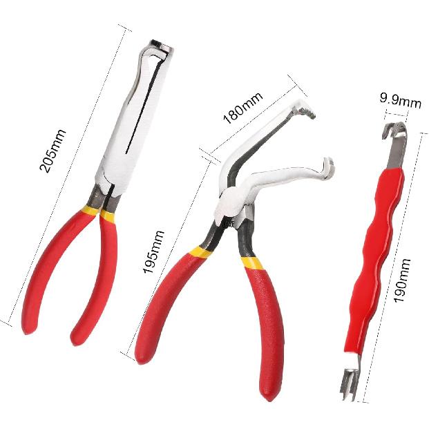 3 PCS Automotive Electrical Connector Disconnector Pliers,Carbon Steel Non-Slip Handle,60 High-Bend Rake Pliers,Wire Stripper Tool,Electrical
