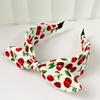 1/2pcs Elegant Sweet Multicolor Cherry Printed Wide Edge Tied Rabbit Ear Hairbands Hair Styling Tools for Volume Part Management