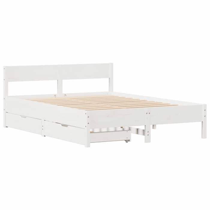 VidaXL Cadre de lit avec tête de lit blanc 140x200 cm bois pin massif, meuble de chambre à coucher, sommier, lit en bois, 3301750