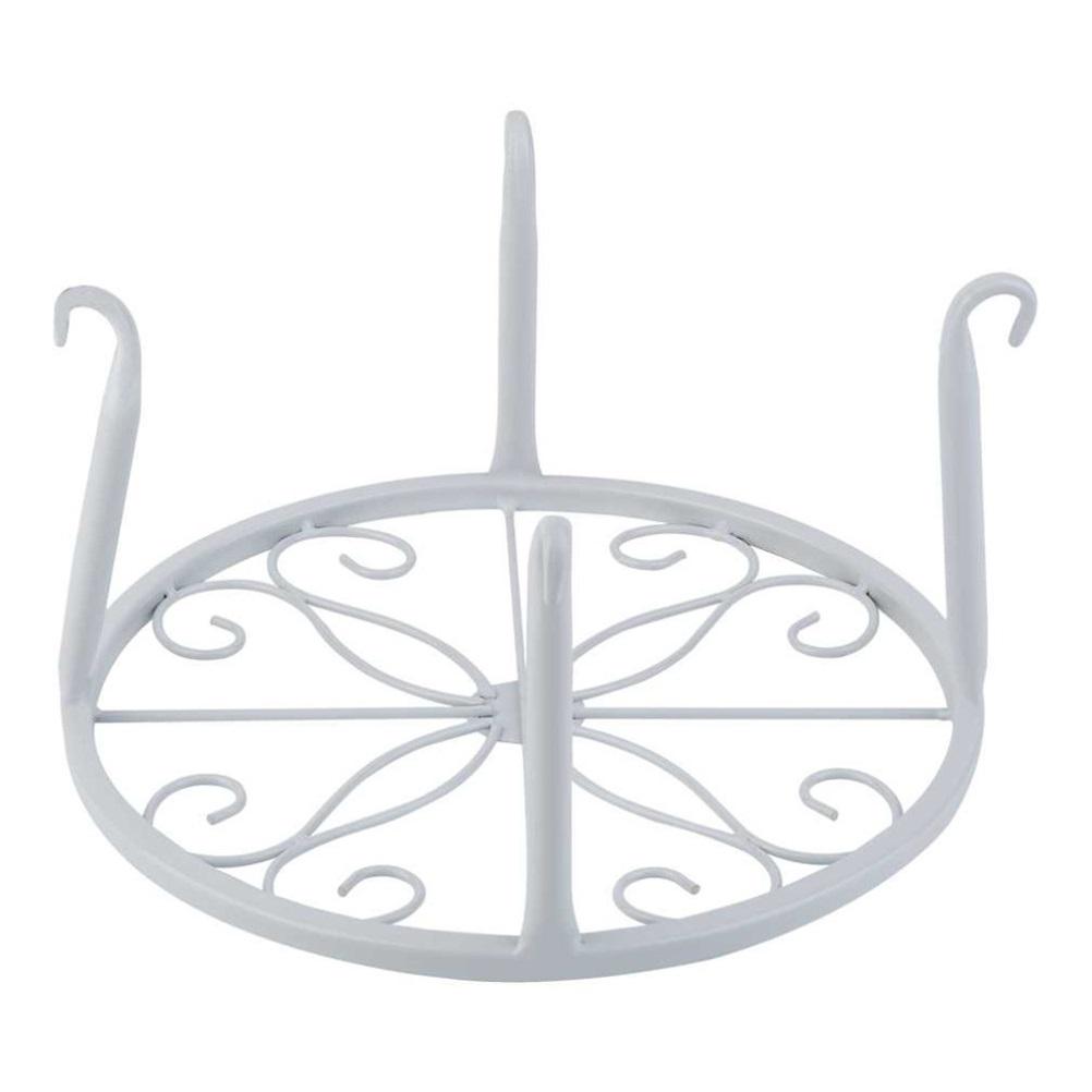 White Wrought Iron Balcony Floor Plant Stand for Bonsai Flower Pot Holder Rack