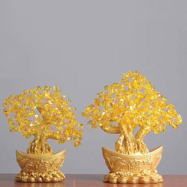 Citrine Money Tree Crystal Ornament - Home Decor & Fortune Gift