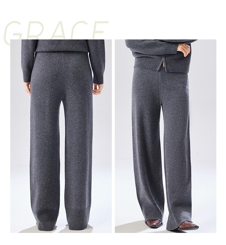 Cashmere and Wool Knitted Casual Pants for Women