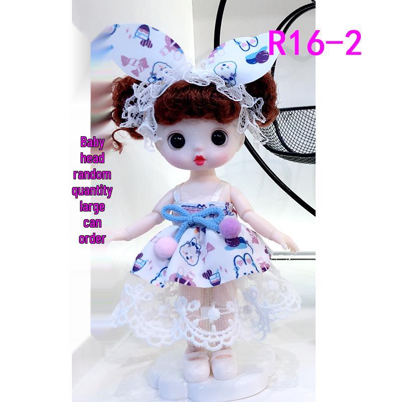 16cm 8-Point BJD Princess Doll with Denim Wedding Dress & Accessories - 6" Dress-Up OB11 Clothes, Tops, and Shorts