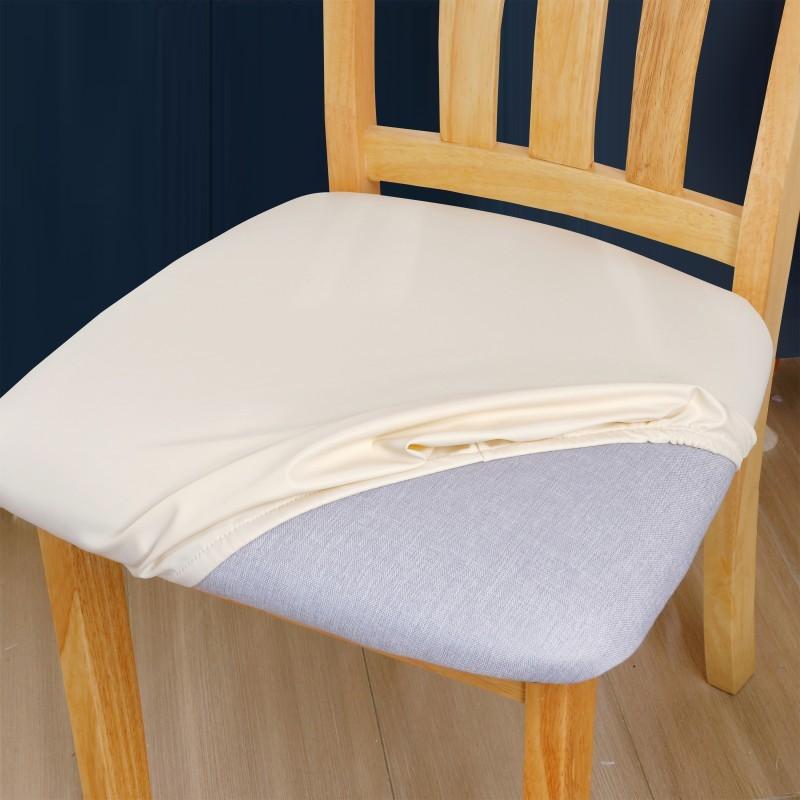 2Pcs Waterproof Pu Leather Seat Covers For Dining Chairs Stretchable Dining Room Chair Seat Covers Kitchen Chair Seat Cover