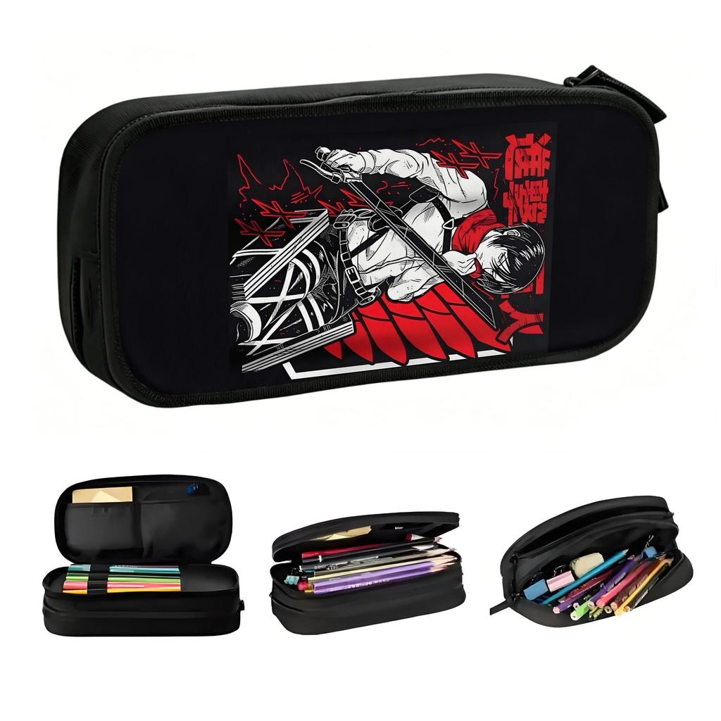 Japane Manga Attack on Titan Anime Kawaii Pencil Cases Boy Girl Big Capacity Pencil Box Students Stationery
