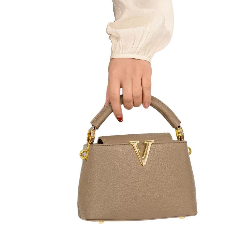 Luxury Fashi Leather Women Handbags 2026 Summer New Small Shoulder Crossbody Bag Portable V Letter Shell Messenger Bags