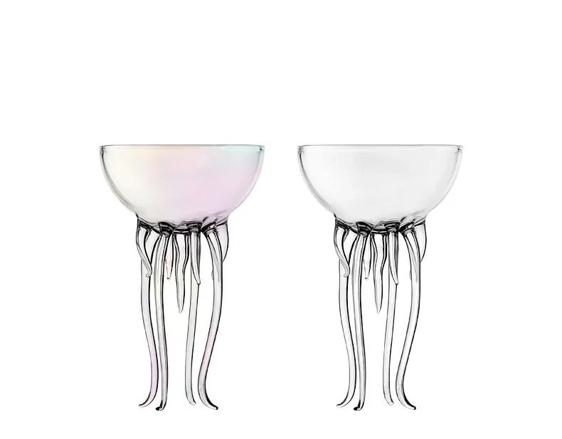150ml 5oz Pahare Creative pentru Cocktail Cupă Ustensile Bar Formă Meduză Caracatiță Pahar de Sticlă Transparent Curcubeu Veselă Pahar pentru Băuturi 1 Bucată