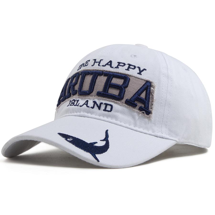New ARUBA Letter With Shark Embroidery Baseball Cap Men Women Casual Sun Hat Cotton Soft Top Snapback Outdoor Sports Visor Cap