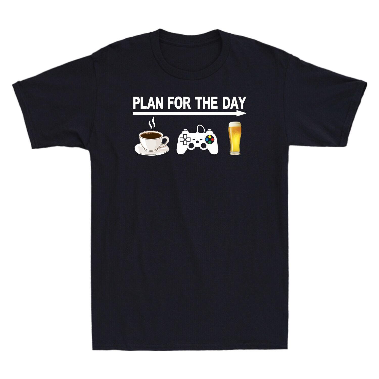 Plan For The Day Coffee Game And Beer Funny Gift Novelty Adult Men s T-Shirt Top XL