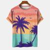 T-shirt Hawaiana da Uomo Stampata 3D, Maglietta Casual Estiva a Maniche Corte con Girocollo, Top con Stampa di Palma