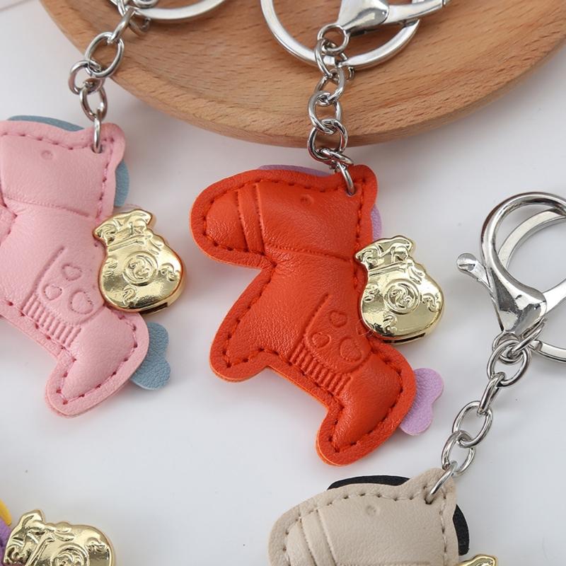 Handcrafted Leather Keychain Symbolizing Good Luck and Prosperity Horse Pendant Key Ring for Couples and Car Owners