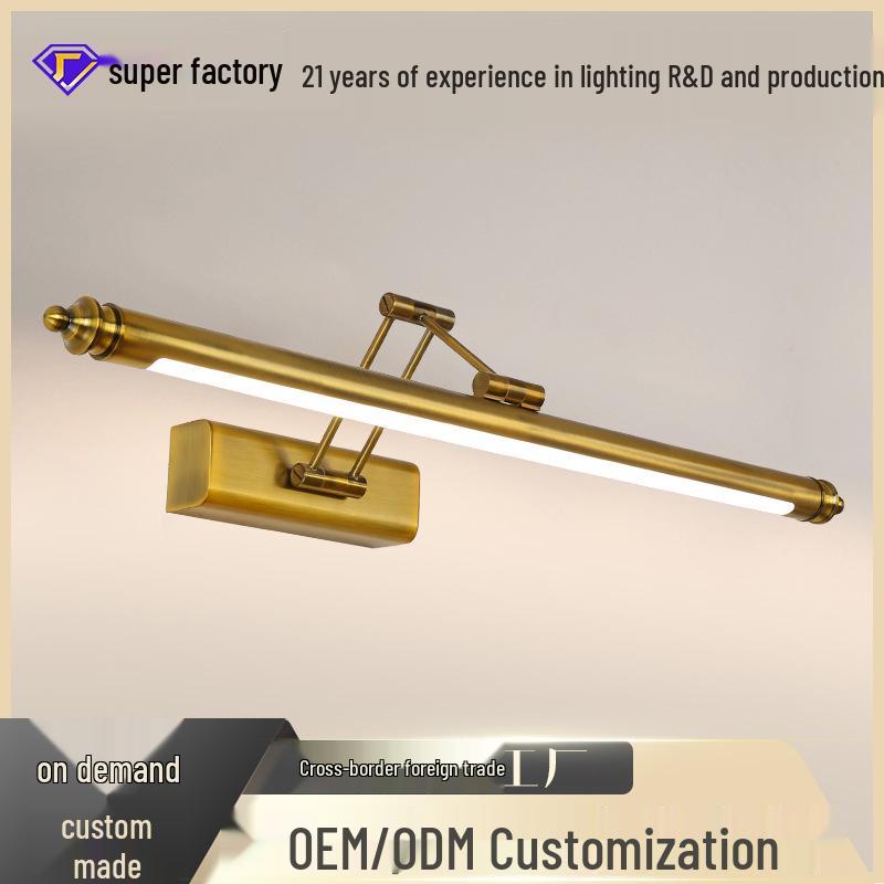 Custom LED Vanity Light: Minimalist Folding Mirror Cabinet & Bedside Wall Light in Stainless Steel, US Standard.