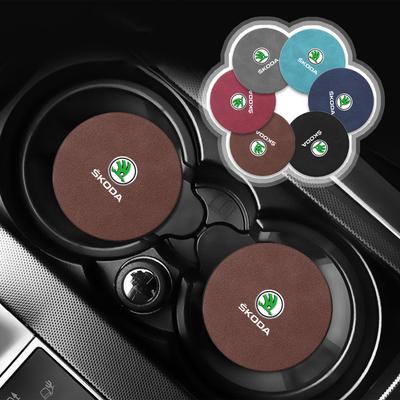 1/2pcs Car Anti Slip Insert Cup Coasters Car Accessories For Octavia Superb Rapid Kodiaq Karoq Fabia Kamiq Roomster Citigo