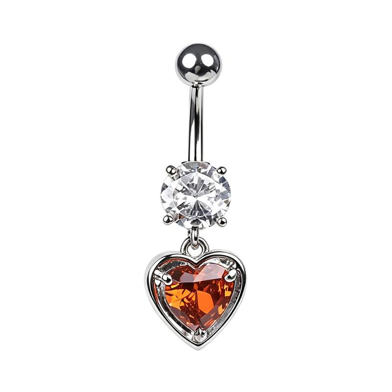 1pcs Heart Pendant Navel Piercing Jewelry 14G High Polished Belly Button Ring for Vacation Travel A1