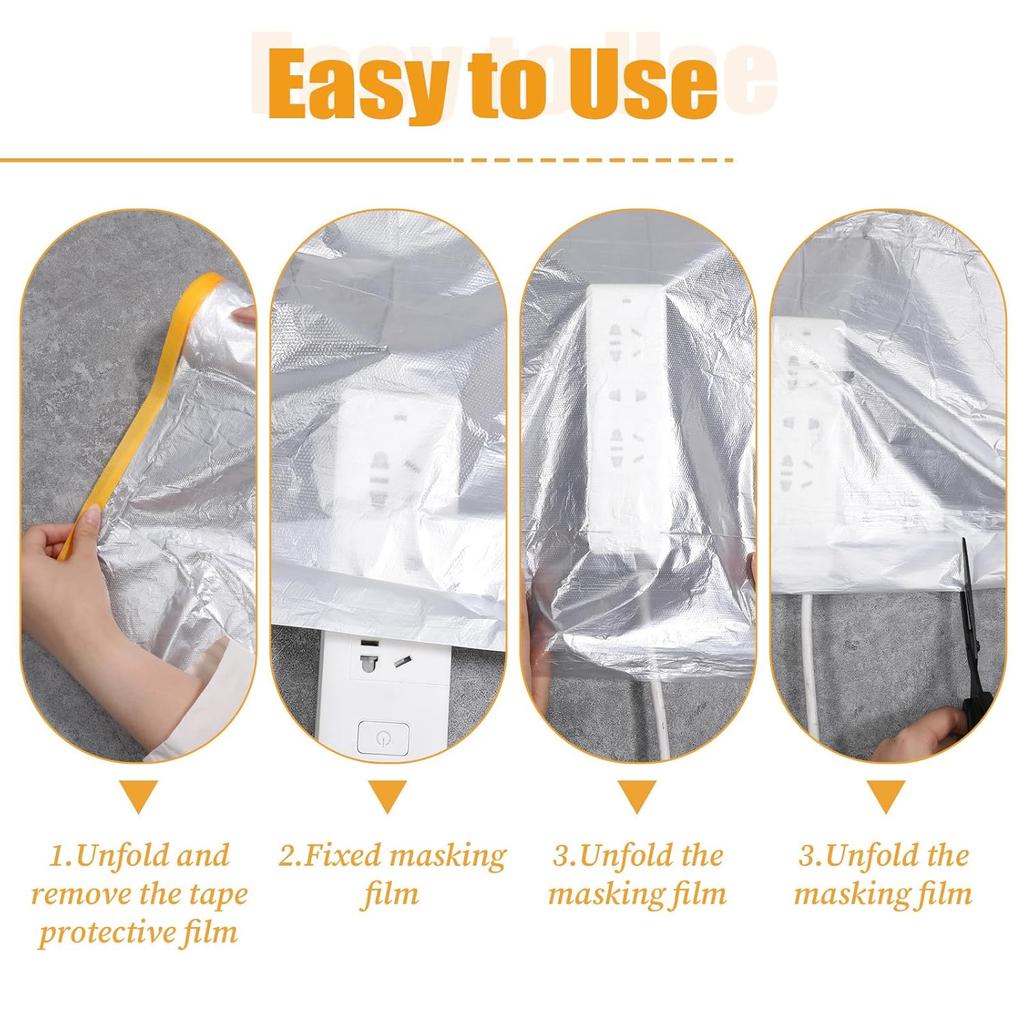 Protective Pre-Taped Masking Film, Dust-Proof Paint Cover for Car, Furniture, and Floor Protection