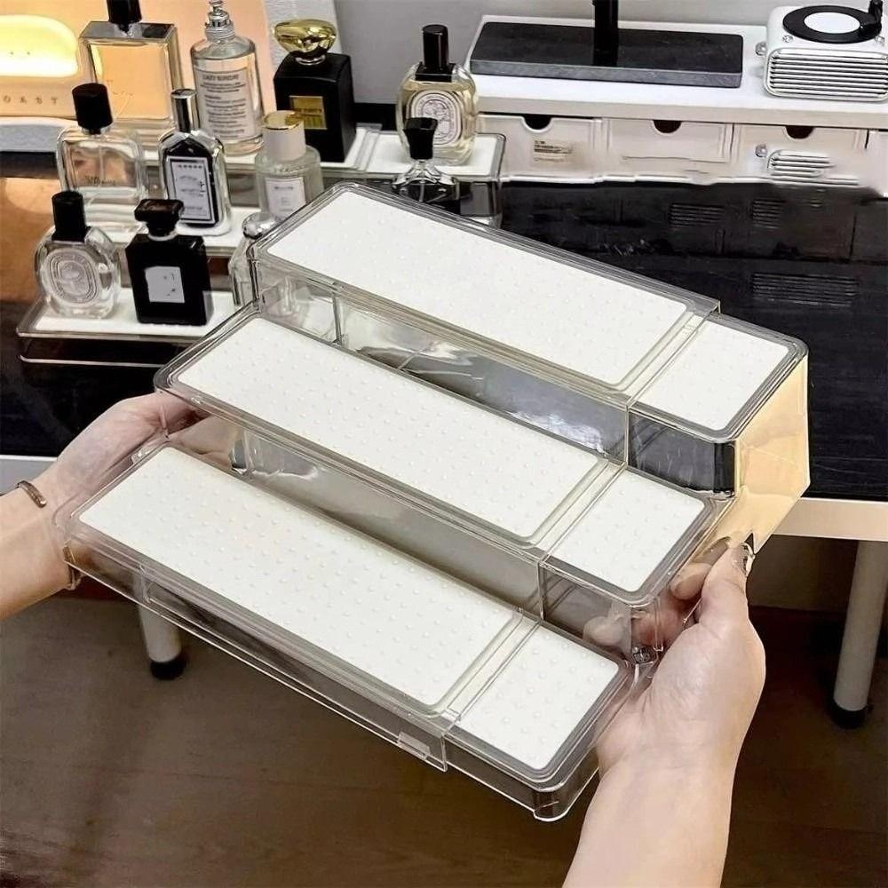 Visible Expandable Step Shelf 3 Tier Cabinet Storage Rack Clear Expandable Spice Rack  Pantry