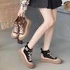 Spring New First-layer Cowhide Thick-soled Color Matching Retro One-pedal High-top Shoes Versatile Casual Sports Board Shoes