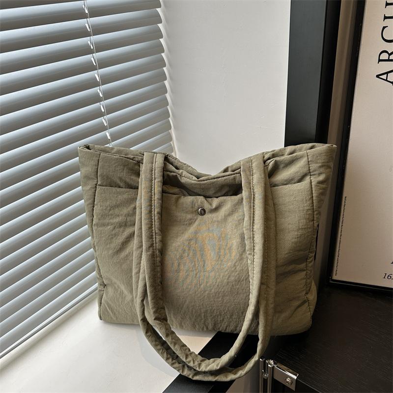 

Осень и зима новая хлопковая одежда сумка через плечо студентка портативная сумка-тоут однотонная хлопковая большая вместимость тканевая сумка зелёный