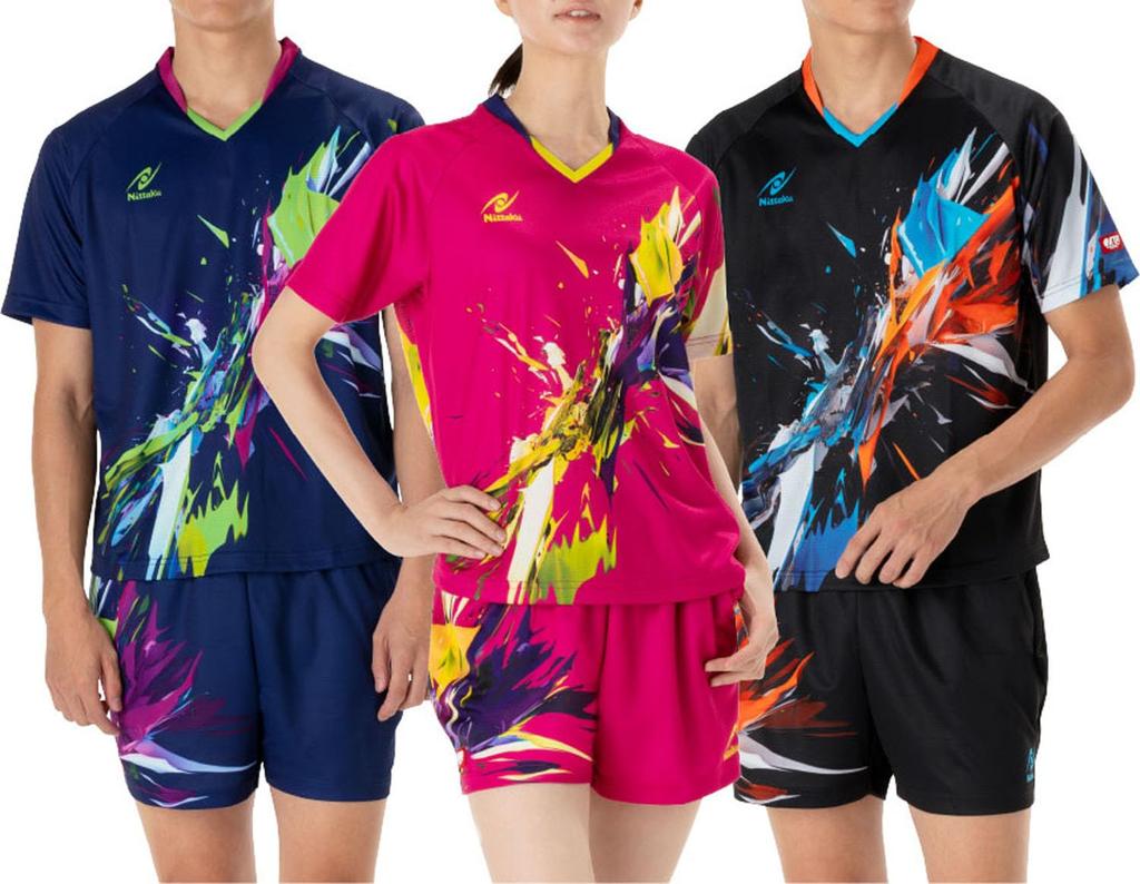 Nittaku Table Tennis Game Table Tennis Bright Burst Rose 2XO Shirt, J.T.T.A (Japan Association) Approved, Unisex, Moisture-Wicking, Quick-Drying,