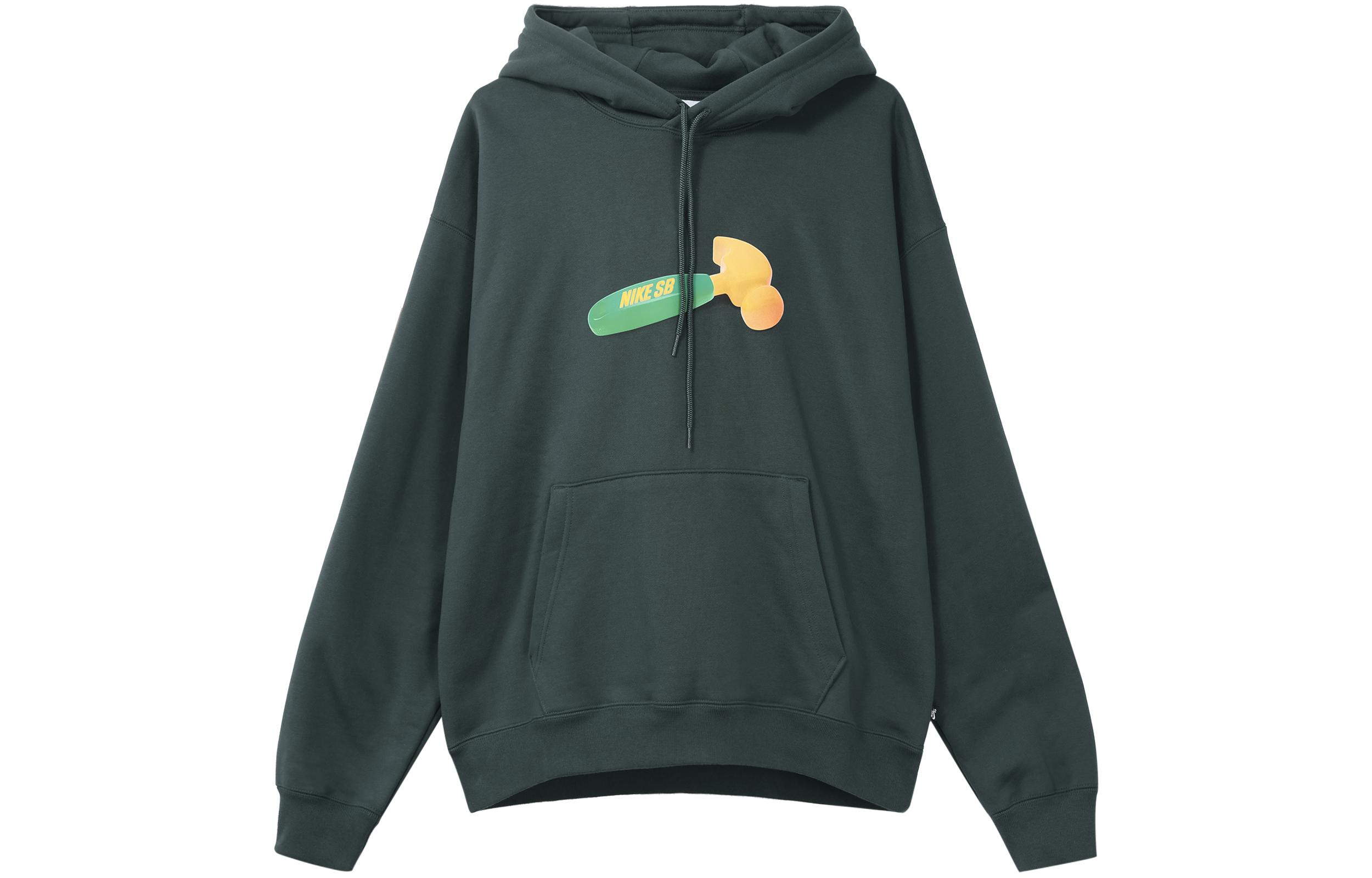 Nike SB Print Crew Neck Casual Thickened And Fleece Lined Sweatshirt Men s Dark Jungle Green FQ2193-328 XS
