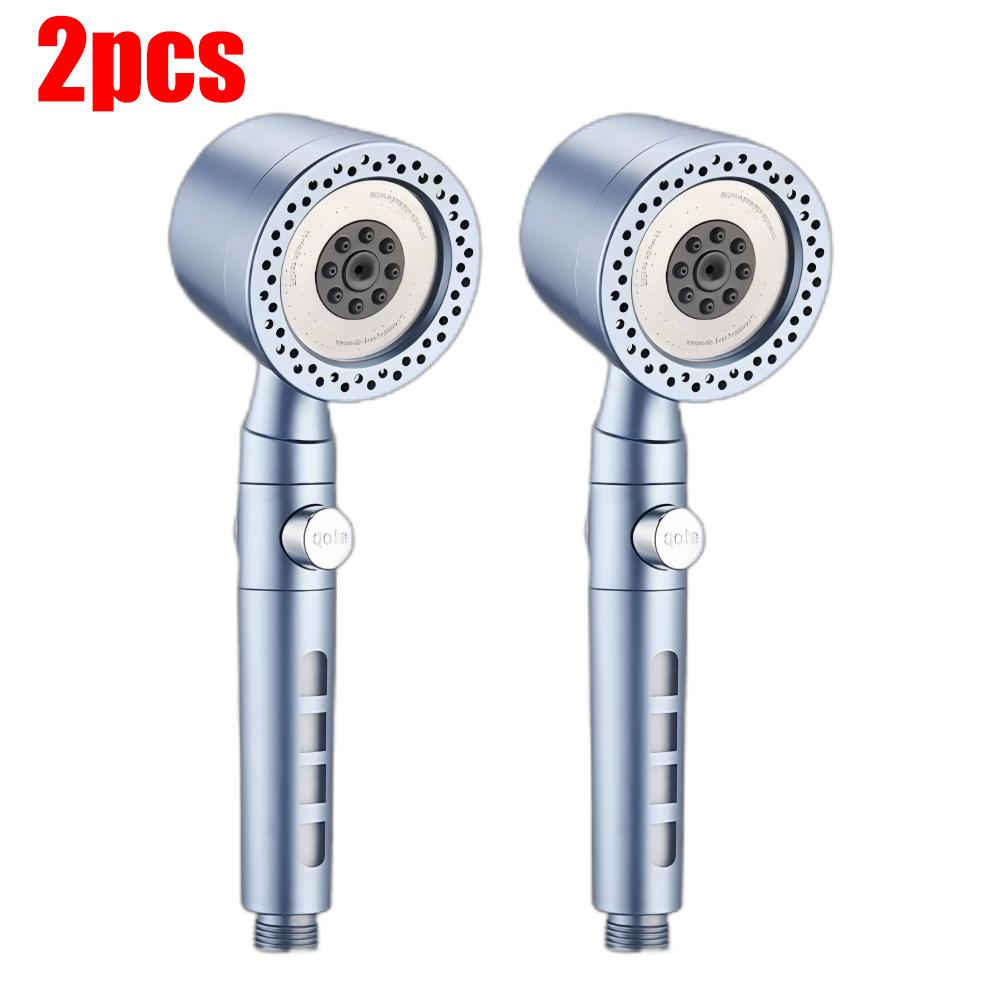 6 Modes High Pressure Shower Head ABS Water Saving Filter Showerhead Fall Resistance Bath Shower Nozzle Set with Stop Button