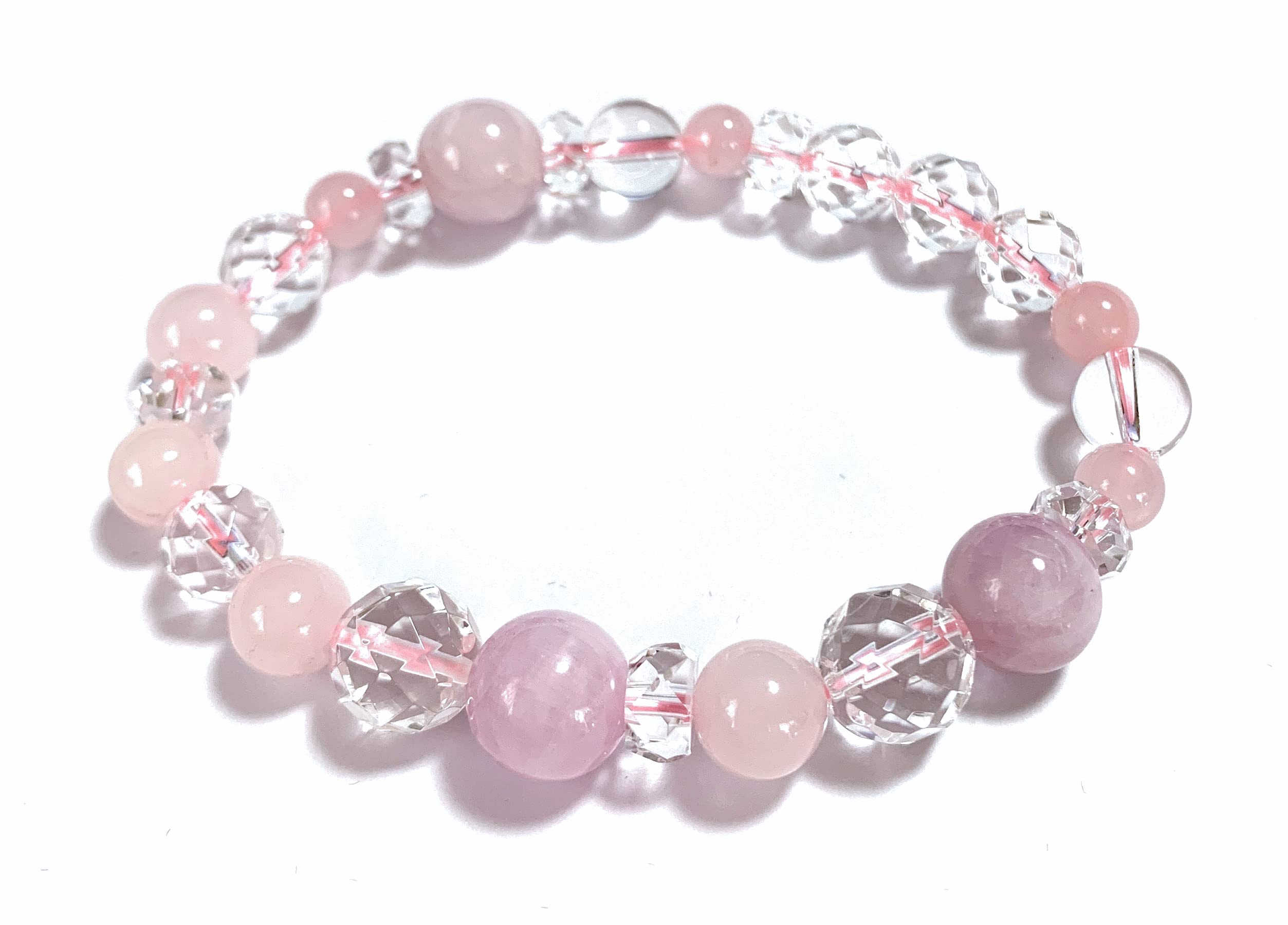 

Браслет из натурального камня Power Stone Kunzite Madagascar Rose Quartz Natural Crystal Love Pink Inner [Maline] Удача/Исцеление Диаметр Приблизительный. 16.5см
