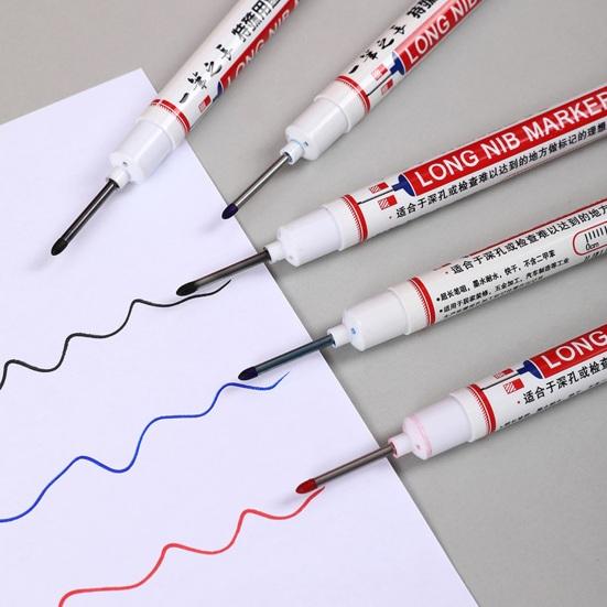 Extra-Long Tip Marker Pen Fine Line Woodworking Tile Metal Marker for Deep Hole & Plumbing Oil-Based
