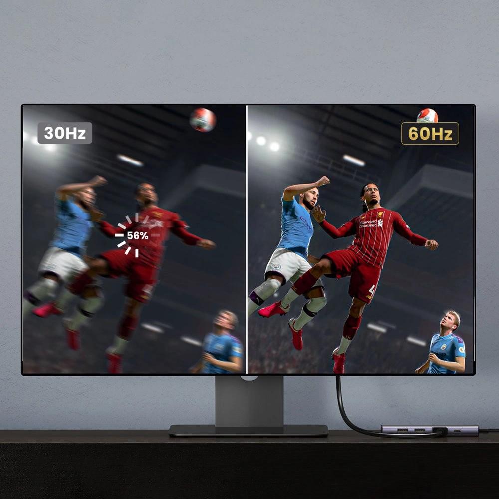 Ugreen 6-in-1 USB-C Hub: Dual USB 3.2 Gen 1, 4K HDMI 60Hz, SD/TF Card Reader, 100W PD Charging - Gray (60384 CM511)