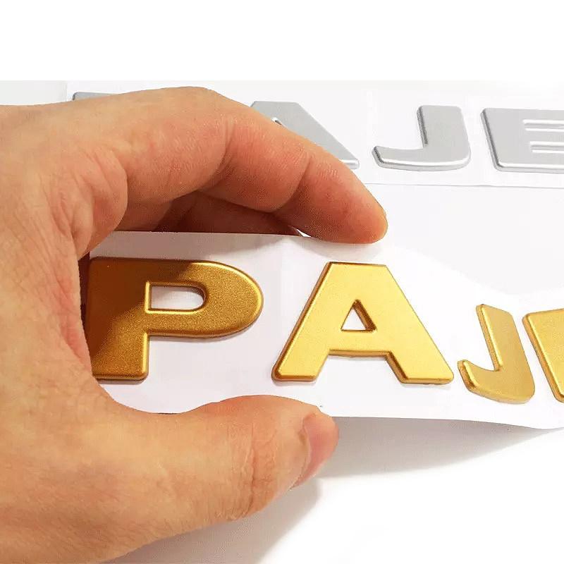1pcs Car Rear Trunk Body Sticker ABS Gold Silver PAJERO Logo Sticker Letters Nameplate Car Emblem Badge Decal