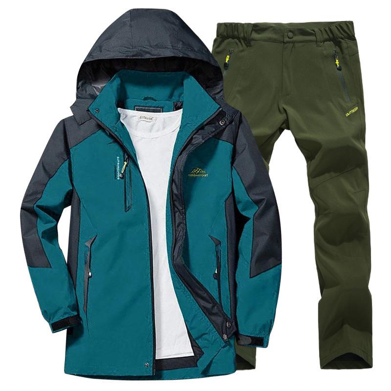 Unisex Windproof & Waterproof Jacket and Pants Set for Spring/Autumn – Ideal for Mountaineering